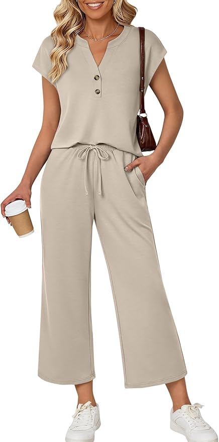 LILLUSORY Women's 2 Piece Vacation Airport Outfit Matching Lounge Set