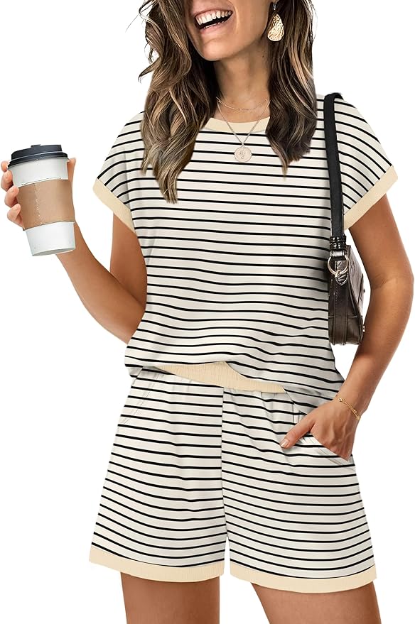 WIHOLL Women's Vacation Business Casual 2 Piece Matching Outfit Set